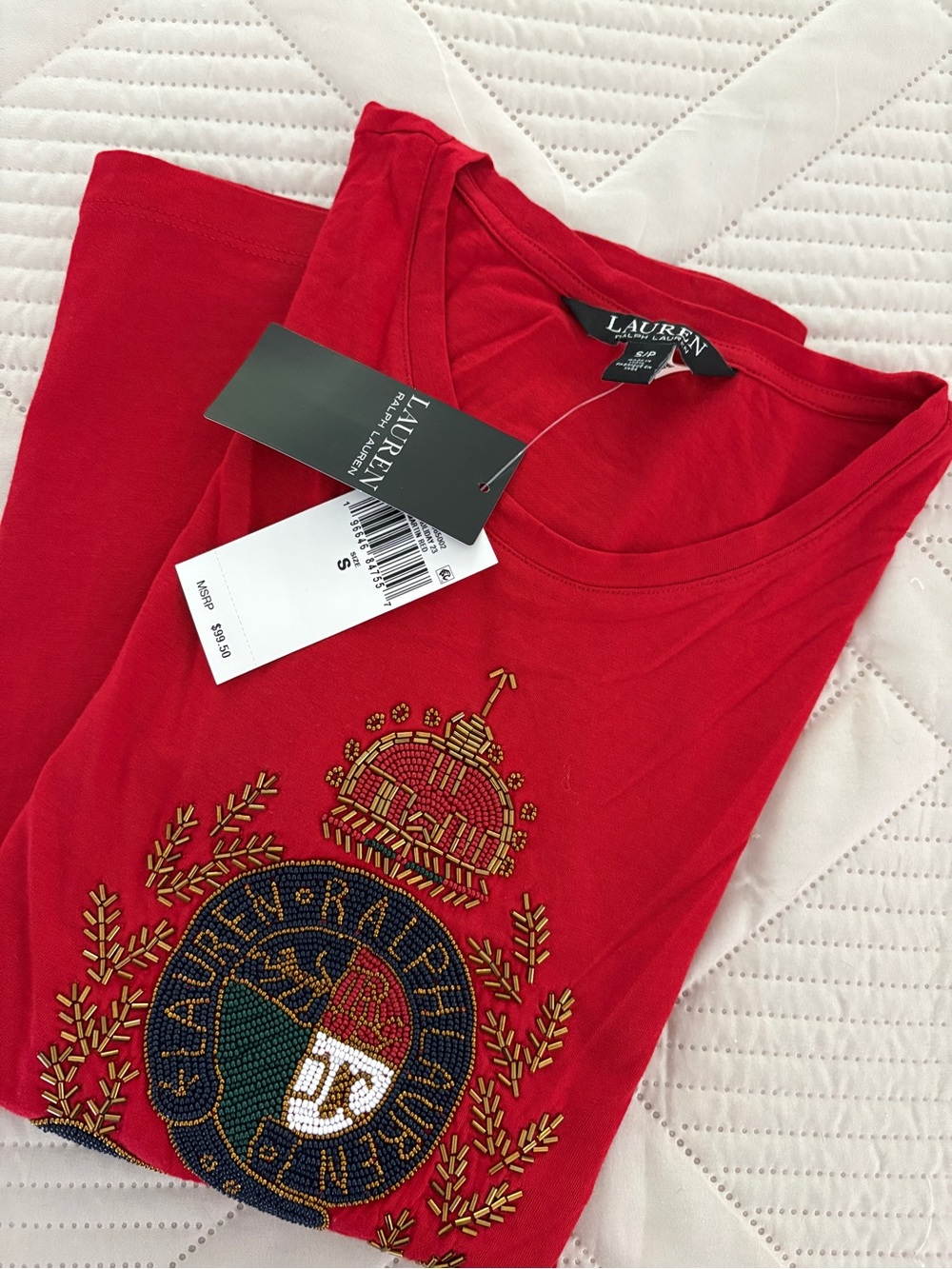 Men's Short Sleeve Tee with Embellished Crest